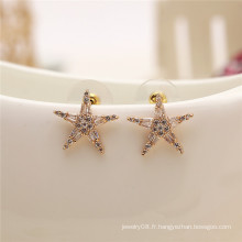 Simple Fashion Shiny Handmade Greek Jewelry accessoires pentagramme cz stud earring